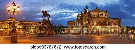 "Illuminated Semper Opera House and Theaterplatz square at the blue hour, Dresden, Saxony, Germany, Europe" View Large Photo Image Stock Image - "Illuminated Semper Opera House and Theaterplatz square at the blue hour, Dresden, Saxony, Germany, Europe". Fotosearch