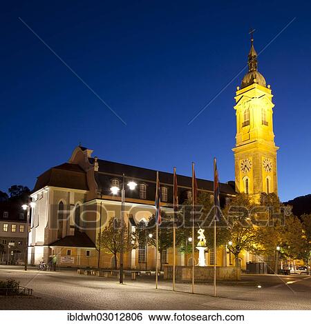 "Illuminated St. George""""s Church on the market square, Thuringer Wald, Eisenach, Thuringia, Germany, Europe" View Large Photo Image Stock Photograph - "Illuminated St. George""""s Church on the market square, Thuringer Wald, Eisenach, Thuringia, Germany, Europe". Fotosearch