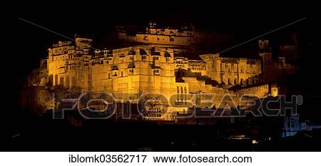 Stock Photo - "Illuminated Taragarh Fort, Bundi, Rajasthan, India, Asia". Fotosearch
