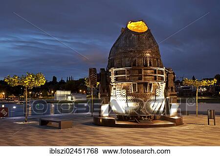 "Illuminated Thomas converter at dusk on Kulturinsel, the cultural island in Phoenix Lake, Dortmund, North Rhine-Westphalia, Germany, Europe, PublicGround, Europe" View Large Photo Image Stock Photo - "Illuminated Thomas converter at dusk on Kulturinsel, the cultural island in Phoenix Lake, Dortmund, North Rhine-Westphalia, Germany, Europe, PublicGround, Europe". Fotosearch