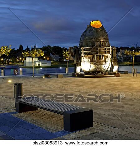"Illuminated Thomas Smelting Furnace on Kulturinsel, the cultural island in Phoenix-See lake at dusk, Dortmund, Ruhr district, North Rhine-Westphalia, Germany, Europe" View Large Photo Image Stock Image - "Illuminated Thomas Smelting Furnace on Kulturinsel, the cultural island in Phoenix-See lake at dusk, Dortmund, Ruhr district, North Rhine-Westphalia, Germany, Europe". Fotosearch