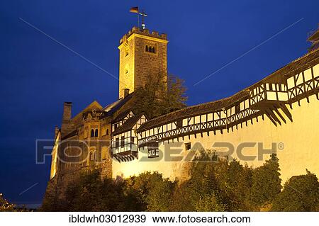 "Illuminated Wartburg Castle at night, Eisenach, Thuringian Forest, Thuringen, Germany, Europe" View Large Photo Image Stock Photo - "Illuminated Wartburg Castle at night, Eisenach, Thuringian Forest, Thuringen, Germany, Europe". Fotosearch