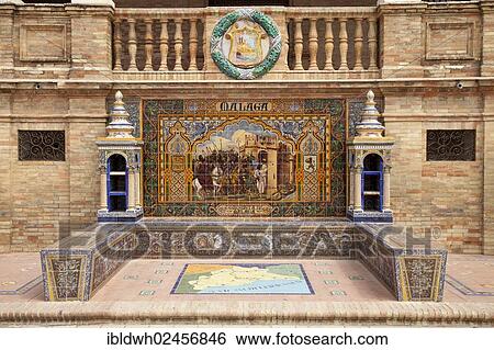 "Image and a map of Malaga made of tiles in the Plaza de Espana, Seville, Andalusia, Spain, Europe" View Large Photo Image Stock Photograph - "Image and a map of Malaga made of tiles in the Plaza de Espana, Seville, Andalusia, Spain, Europe". Fotosearch