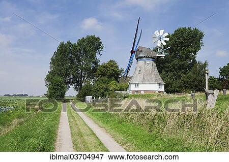 "Immanuel Windmill, typical Dutch-style smock windmill, Kronprinzenkoog, Schleswig-Holstein, Germany, Europe" View Large Photo Image Stock Photo - "Immanuel Windmill, typical Dutch-style smock windmill, Kronprinzenkoog, Schleswig-Holstein, Germany, Europe". Fotosearch