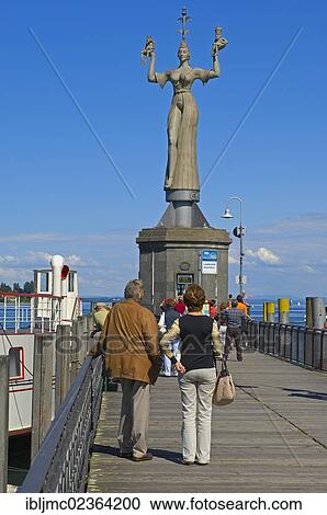 Stock Image - "Imperia statue, Constance Harbor, Bodensee, Lake constance, Konstanz, Constance, Baden-Wuerttemberg, Germany, Europe". Fotosearch