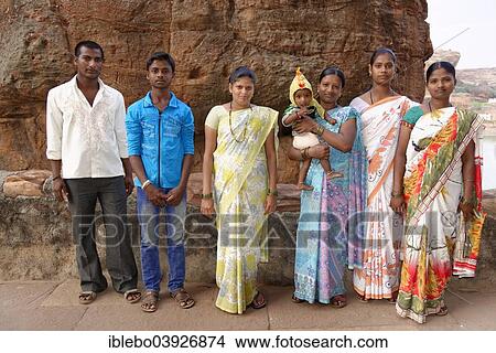 Picture - "Indian Family, Badami, Karnataka, South India, India, Asia". Fotosearch