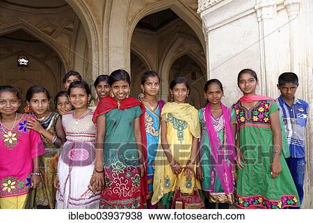 Stock Photo - "Indian pupils, Bijapur, Karnataka, India, Asia". Fotosearch