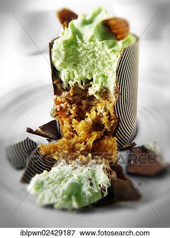 Individual chocolate cake with mint mousse View Large Photo Image Stock Photo - Individual chocolate cake with mint mousse. Fotosearch