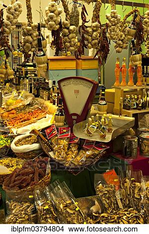 Picture - "Indoor food market display, Florence, Italy, Europe". Fotosearch