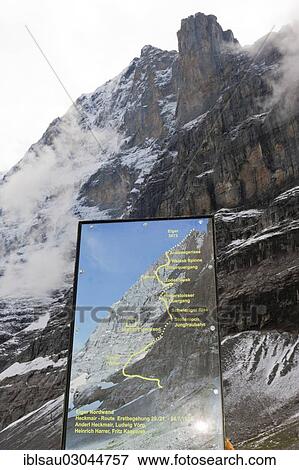 "Information panel, map of the Heckmair Route, the first ascent of the Eiger Northwall, on the Eiger Trail, Bear Trek, Grindelwald, Berner Oberland, Berner Alpen, Canton of Bern, Switzerland, Europe" View Large Photo Image Stock Photo - "Information panel, map of the Heckmair Route, the first ascent of the Eiger Northwall, on the Eiger Trail, Bear Trek, Grindelwald, Berner Oberland, Berner Alpen, Canton of Bern, Switzerland, Europe". Fotosearch