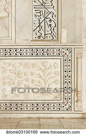 "Inlaid marble, floral relief and Koranic suras, Taj Mahal, mausoleum, UNESCO World Heritage Site, Agra, Uttar Pradesh, India, Asia" View Large Photo Image Stock Photo - "Inlaid marble, floral relief and Koranic suras, Taj Mahal, mausoleum, UNESCO World Heritage Site, Agra, Uttar Pradesh, India, Asia". Fotosearch