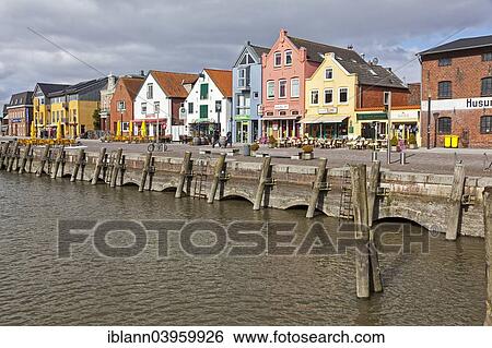 Stock Photograph - "Inland port, Husum, North Frisia, Schleswig-Holstein, Germany, Europe". Fotosearch