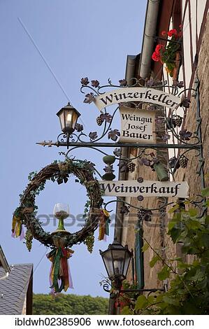 "Inn sign, wine for sale, wine tavern, Beilstein, Cochem-Zell district, Rhineland-Palatinate, Germany, Europe, PublicGround, Europe" View Large Photo Image Stock Photograph - "Inn sign, wine for sale, wine tavern, Beilstein, Cochem-Zell district, Rhineland-Palatinate, Germany, Europe, PublicGround, Europe". Fotosearch
