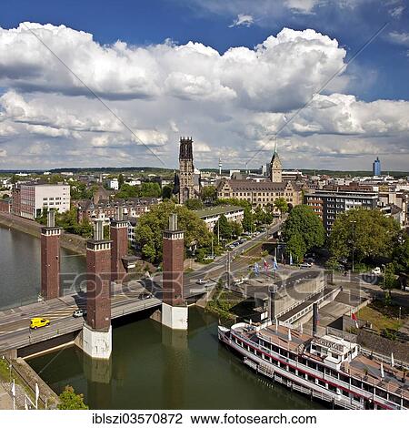 "Inner harbour with Schwanentor Bridge, Duisburg, Ruhr district, North Rhine-Westphalia, Germany, Europe" View Large Photo Image Stock Image - "Inner harbour with Schwanentor Bridge, Duisburg, Ruhr district, North Rhine-Westphalia, Germany, Europe". Fotosearch