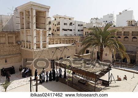 Innr courtyard with a wind tower, typical residential dwelling of the Emirates, Heritage House, Dubai, United Arab Emirates, Middle East, Asia View Large Photo Image Stock Image - Innr courtyard with a wind tower, typical residential dwelling of the Emirates, Heritage House, Dubai, United Arab Emirates, Middle East, Asia. Fotosearch