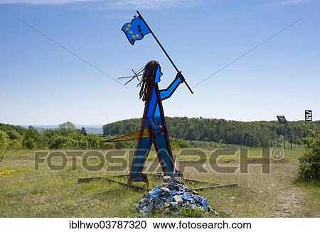 Stock Image - "Installation """"Jeanne d'Europe"""" after to Jeanne d'Arc, artist Herbert Fell, Skulpturenpark Deutsche Einheit sculpture park of German Unity, Henneberg, Thuringia, Germany, Europe". Fotosearch