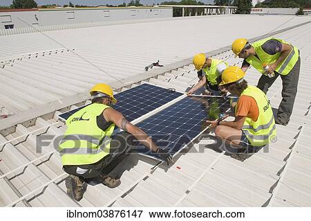 "Installation of a solar system on a commercial building, Berlin, Germany, Europe" View Large Photo Image Stock Photo - "Installation of a solar system on a commercial building, Berlin, Germany, Europe". Fotosearch