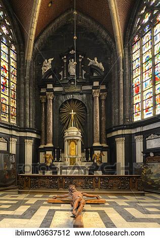 "Interior, altar and choir area of the Roman Catholic St. Bavo Cathedral or Sint-Baafskathedraal, Ghent, Flemish Region, Belgium, Europe" View Large Photo Image Stock Image - "Interior, altar and choir area of the Roman Catholic St. Bavo Cathedral or Sint-Baafskathedraal, Ghent, Flemish Region, Belgium, Europe". Fotosearch