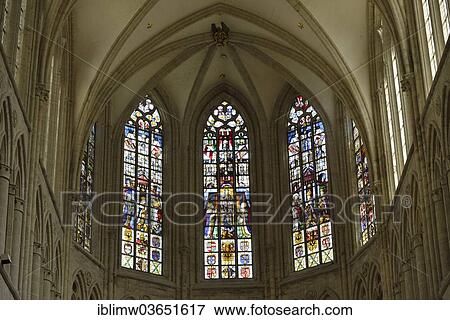 Stock Photo - "Interior, Choir, Cathedrale St Michel et Gudule, Cathedral of St. Michael and St. Gudula, Brussels, Brussels Region, Belgium, Europe". Fotosearch