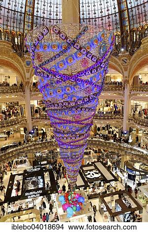 "Interior, dome and upside down Christmas tree, Galeries Lafayette, Paris, Ile-de-France, France, Europe" View Large Photo Image Picture - "Interior, dome and upside down Christmas tree, Galeries Lafayette, Paris, Ile-de-France, France, Europe". Fotosearch