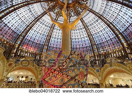 "Interior, dome and upside down Christmas tree, Galeries Lafayette, Paris, Ile-de-France, France, Europe" View Large Photo Image Stock Image - "Interior, dome and upside down Christmas tree, Galeries Lafayette, Paris, Ile-de-France, France, Europe". Fotosearch