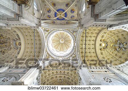 Stock Image - "Interior, dome designed by Filippo Juvarra, Como Cathedral, Cathedral of Santa Maria Maggiore, Como, Lombardy, Italy, Europe". Fotosearch