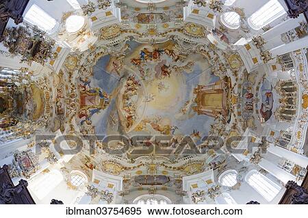 "Interior, dome frescoes, Wieskirche church or Pilgrimage Church of Wies, UNESCO World Heritage Site, Wies, Steingaden, Pfaffenwinkel region, Upper Bavaria, Bavaria, Germany, Europe" View Large Photo Image Stock Photography - "Interior, dome frescoes, Wieskirche church or Pilgrimage Church of Wies, UNESCO World Heritage Site, Wies, Steingaden, Pfaffenwinkel region, Upper Bavaria, Bavaria, Germany, Europe". Fotosearch