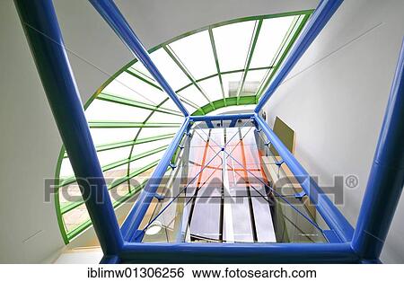 Stock Photograph - "Interior, elevator, New State Gallery, Stuttgart, Baden-Wuerttemberg, Germany, Europe". Fotosearch