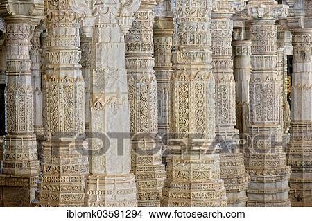"Interior hall with ornate pillars, marble temple, temple of the Jain religion, Adinatha Temple, Ranakpur, Rajasthan, India, Asia" View Large Photo Image Picture - "Interior hall with ornate pillars, marble temple, temple of the Jain religion, Adinatha Temple, Ranakpur, Rajasthan, India, Asia". Fotosearch