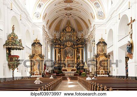 Stock Photo - "Interior, neo-baroque Basilica of St. Anna in the pilgrimage town Altotting, Upper Bavaria, Bavaria, Germany, Europe". Fotosearch