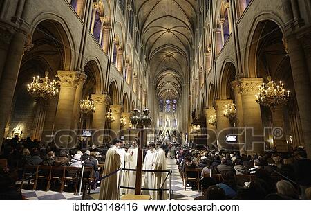 Stock Photograph - "Interior, Notre-Dame Cathedral, Paris, France, Europe". Fotosearch