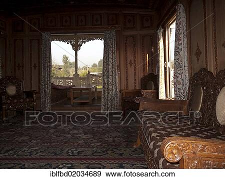 "Interior of a houseboat, most of it still preserved from the former British owners, Srinagar, Jammu and Kashmir, India, Asia" View Large Photo Image Stock Photo - "Interior of a houseboat, most of it still preserved from the former British owners, Srinagar, Jammu and Kashmir, India, Asia". Fotosearch
