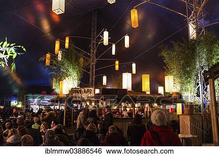 Stock Photograph - "Interior of a marquee or tent, Tollwood, Munich, Upper Bavaria, Bavaria, Germany, Europe". Fotosearch