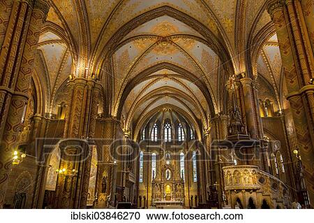 Stock Image - "Interior of Matthias Church, Budapest, Hungary, Europe". Fotosearch