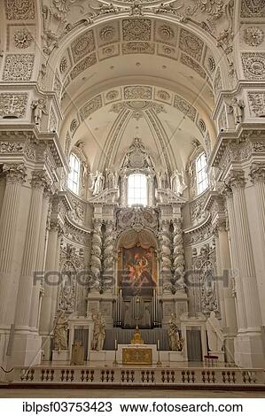 Stock Image - "Interior of the Catholic Collegiate Church of St. Cajetan or Theatine Church of St. Cajetan, Munich, Upper Bavaria, Bavaria, Germany, Europe". Fotosearch