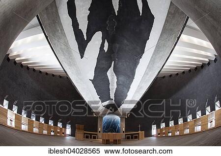 Stock Photography - "Interior of the Chapel of Santa Maria degli Angeli by architect Mario Botta, Monte Tamaro, Rivera, Valle di Lugano, Canton of Ticino, Switzerland, Europe". Fotosearch
