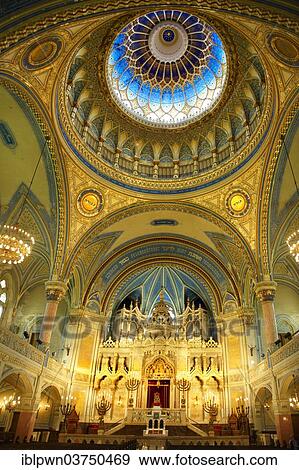 Stock Photo - "Interior of the Eclectic-style Szeged Synagogue, Szeged, Hungary, Europe". Fotosearch