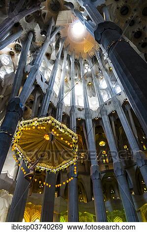 Interior Of The Sagrada Familia Or Basilica I Temple