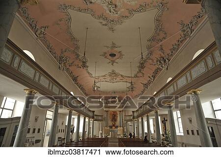 Stock Image - "Interior of the Schlosskirche palace church, Bayreuth rococo, 1753-1758, Bayreuth, Bavaria, Germany, Europe". Fotosearch