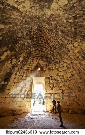 "Interior of the Treasury of Atreus, an impressive """"tholos"""", a beehive shaped tomb on Panagitsa Hill, Mycenae archaeological site, UNESCO World Heritage, Peloponnese, Greece, Europe" View Large Photo Image Stock Photo - "Interior of the Treasury of Atreus, an impressive """"tholos"""", a beehive shaped tomb on Panagitsa Hill, Mycenae archaeological site, UNESCO World Heritage, Peloponnese, Greece, Europe". Fotosearch