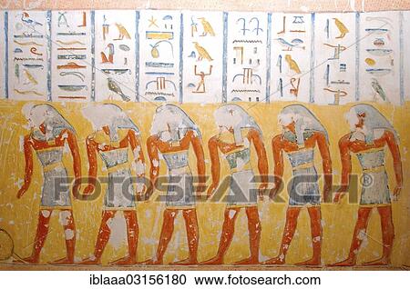 Stock Image - "Interior, royal tomb of Ramesses IV, Tomb KV2, Valley of the Kings, Luxor, Luxor Governorate, Egypt, Africa". Fotosearch