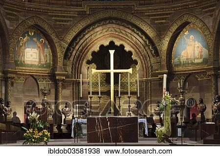 Stock Photo - "Interior view, altar area of Strasbourg Cathedral, Strasbourg, Departement Bas-Rhin, Alsace, France, Europe". Fotosearch