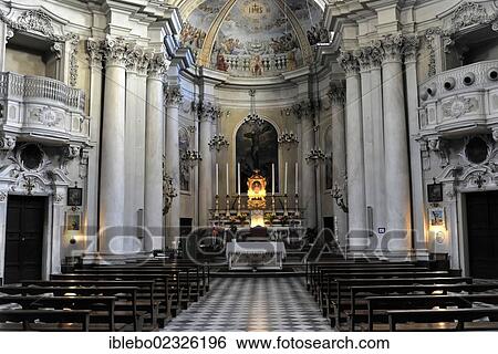 Stock Photograph - "Interior view, Chiesa del Gesu church, Montepulciano, Tuscany, Italy, Europe". Fotosearch