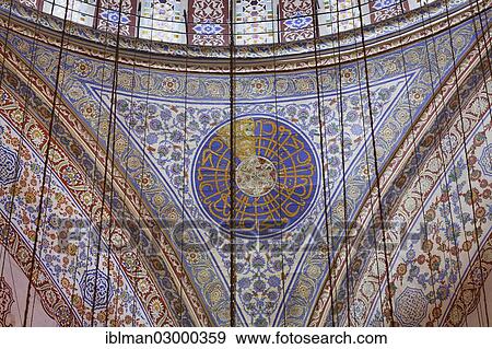 "Interior view, detailed view with Iznik ceramics, tiles, Blue Mosque, Sultan Ahmed Mosque or Sultanahmet Camii, Istanbul, European side, Istanbul Province, Turkey, European side, Europe" View Large Photo Image Stock Photo - "Interior view, detailed view with Iznik ceramics, tiles, Blue Mosque, Sultan Ahmed Mosque or Sultanahmet Camii, Istanbul, European side, Istanbul Province, Turkey, European side, Europe". Fotosearch