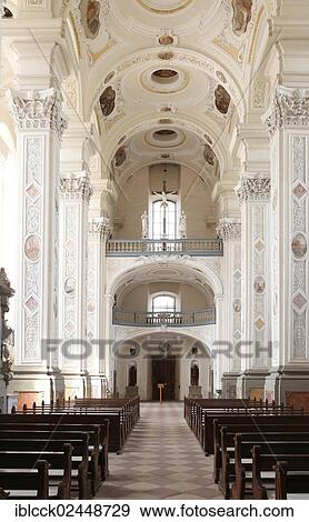"Interior view, former Cistercian abbey of Schoental, baroque interior of the abbey church, by architect Leonhard Dientzenhofer, Schoental in Jagsttal valley, Baden-Wuerttemberg, Germany, Europe" View Large Photo Image Stock Photo - "Interior view, former Cistercian abbey of Schoental, baroque interior of the abbey church, by architect Leonhard Dientzenhofer, Schoental in Jagsttal valley, Baden-Wuerttemberg, Germany, Europe". Fotosearch