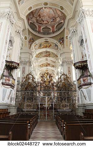"Interior view, former Schoental Cistercian Abbey, nave and altar of the baroque abbey church by architect Leonhard Dientzenhofer, Schoental in Jagsttal valley, Baden-Wuerttemberg, Germany, Europe" View Large Photo Image Stock Photo - "Interior view, former Schoental Cistercian Abbey, nave and altar of the baroque abbey church by architect Leonhard Dientzenhofer, Schoental in Jagsttal valley, Baden-Wuerttemberg, Germany, Europe". Fotosearch