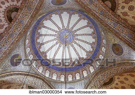 Interior View Main Dome Blue Mosque Sultan Ahmed Mosque