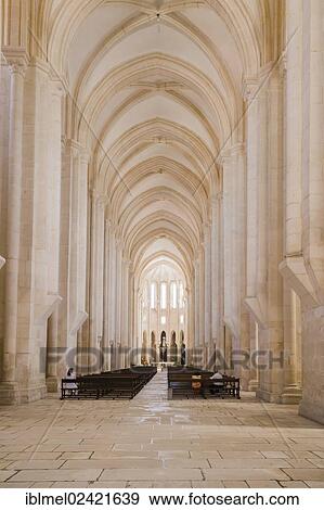 Interior view, nave of the church towards the main chapel and ambulatory, Mosteiro de Santa Maria de Alcobaca, Alcobaca Monastery, Alcobaca, Oeste, Leiria District, Portugal, Europe View Large Photo Image Stock Photo - Interior view, nave of the church towards the main chapel and ambulatory, Mosteiro de Santa Maria de Alcobaca, Alcobaca Monastery, Alcobaca, Oeste, Leiria District, Portugal, Europe. Fotosearch