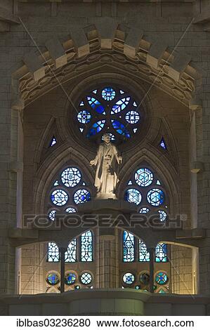 "Interior view, stained glass windows with statue, Sagrada Familia by Antoni Gaudi, Barcelona, Catalonia, Spain, Europe" View Large Photo Image Stock Image - "Interior view, stained glass windows with statue, Sagrada Familia by Antoni Gaudi, Barcelona, Catalonia, Spain, Europe". Fotosearch