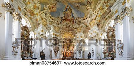 Stock Photo - "Interior, Wieskirche church or Pilgrimage Church of Wies, UNESCO World Heritage Site, Wies, Steingaden, Pfaffenwinkel region, Upper Bavaria, Bavaria, Germany, Europe". Fotosearch